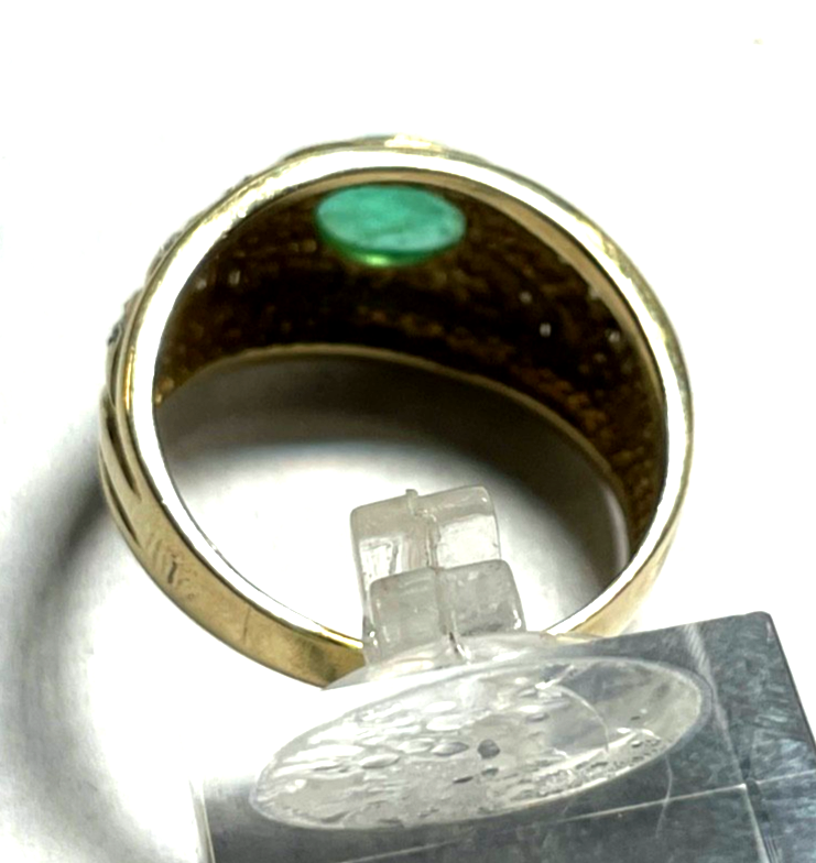 585 Gold 14 K Ring mit Smaragd Cabochon + Brillanten RG 58 Ø 18,5 mm sehr gepfl.7