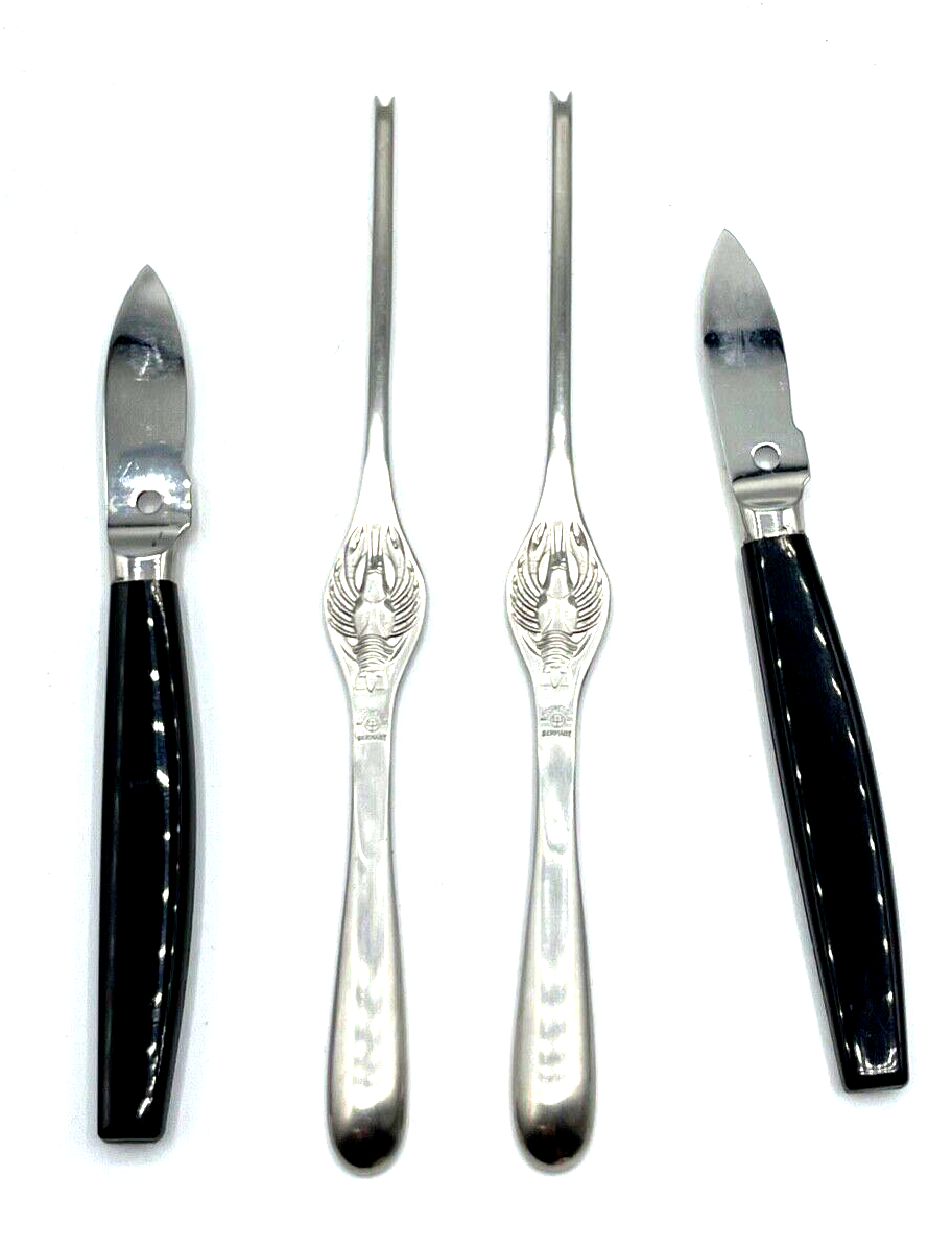 Dreizack 2x Hummergabel Hummerstift + 2x Messer Krebsbesteck Krabbenmesser gepf3