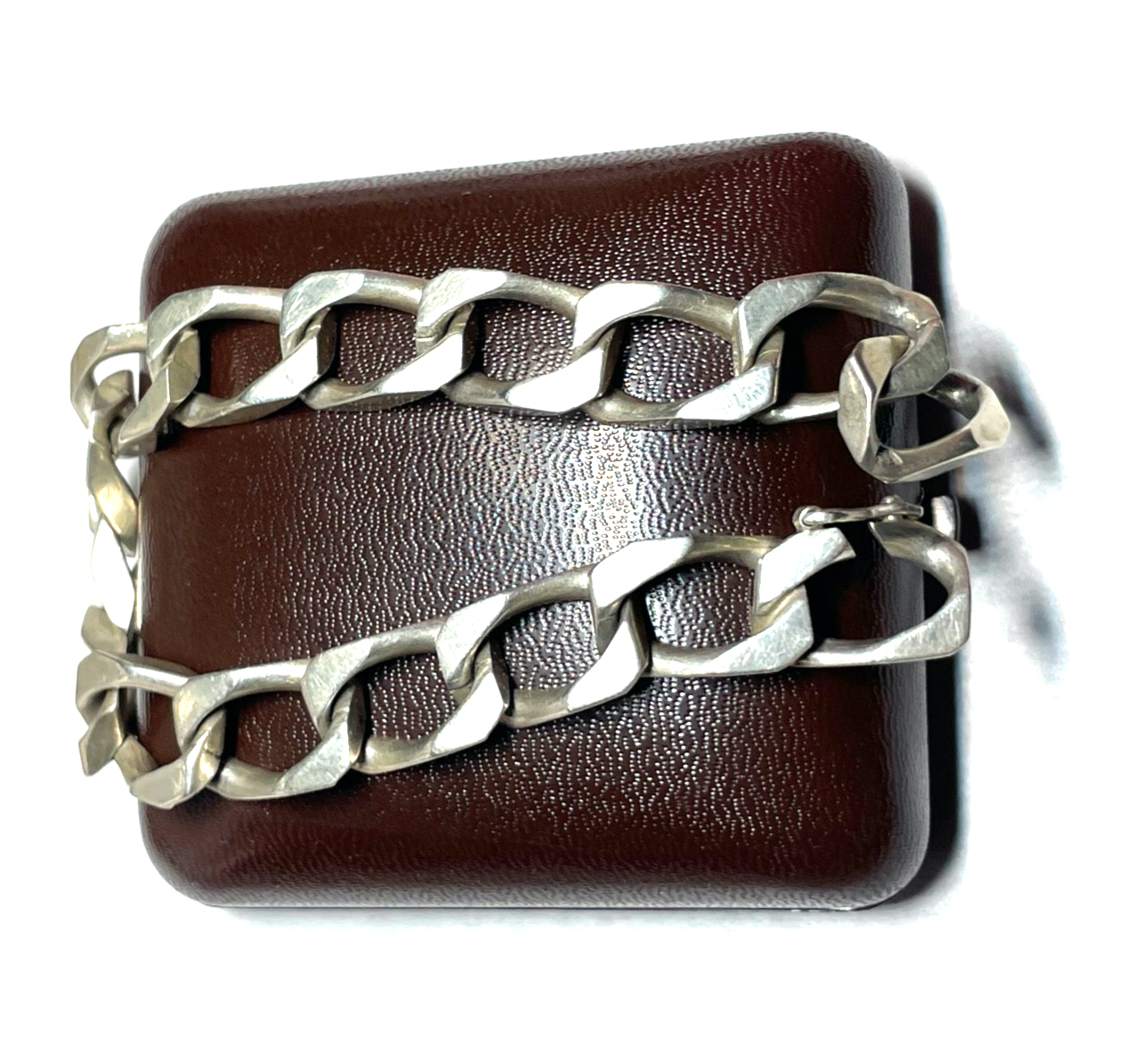 Solides vintage Panzer Armband Armkette 835 Silber L 21 cm B 11,5 mm unisex gepf3