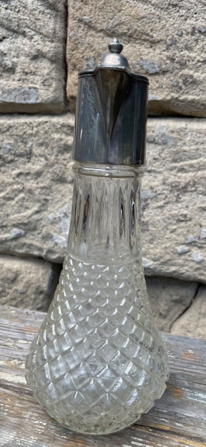 Antik große dekorative Pressglas Karaffe Zinn Montur England um 1920 H 29,5 cm4