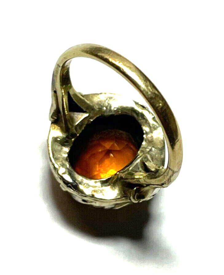 Antik 333 Gold 8 K Ring Madeira Citrin Ø 16,5mm RG 52 gepflegt solide Handarbeit6
