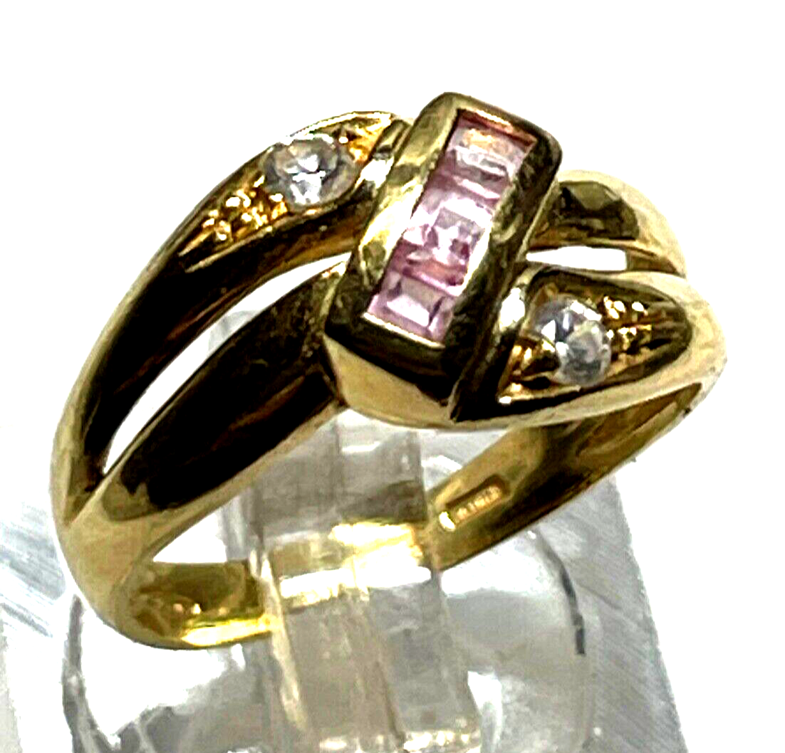 Moderner 750 Gold 18 K Ring Morganit + Moissanit  Ø 17 mm RG 53 Juwelier 3,5 Gr.5