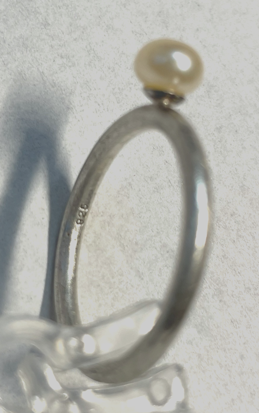 Alraune Design 925 Silber Ring mit SWZ Perle RG 55 Ø 17,5 mm Silberring gepflegt2