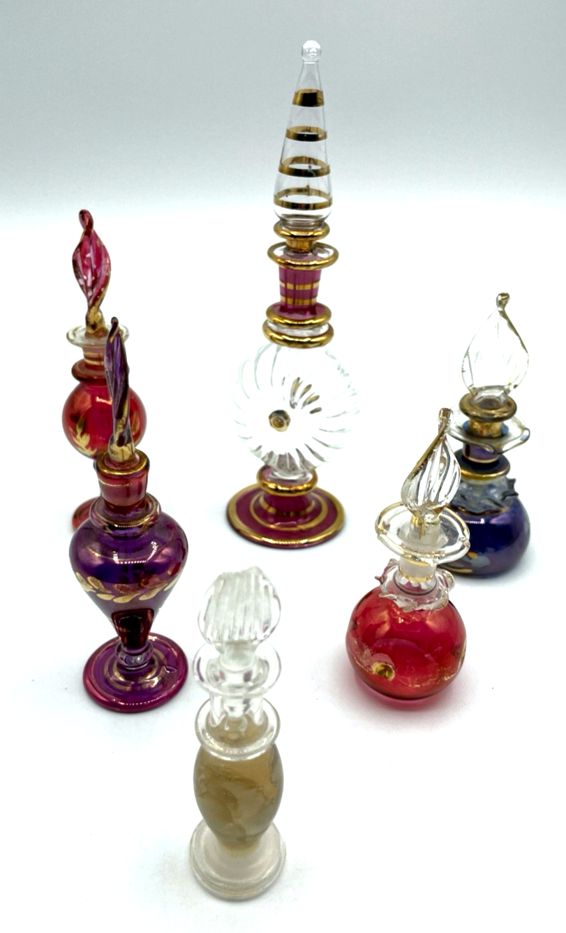 Konvolut 5 vintage verschiedene Glas Parfum Flakon Ägypten Handarbeit gepflegt0