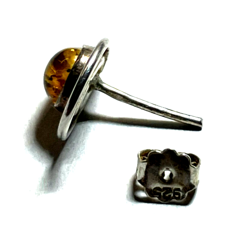 Massive 925 Silber Design Ohrstecker modern mit Bernstein sehr gepflegt Juwelier4