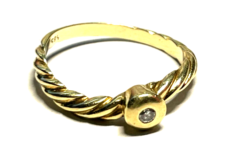 Solider massiver 585 14K Gold Ring Brillant besonders Ø 18 mm RG 57 Juwelier9