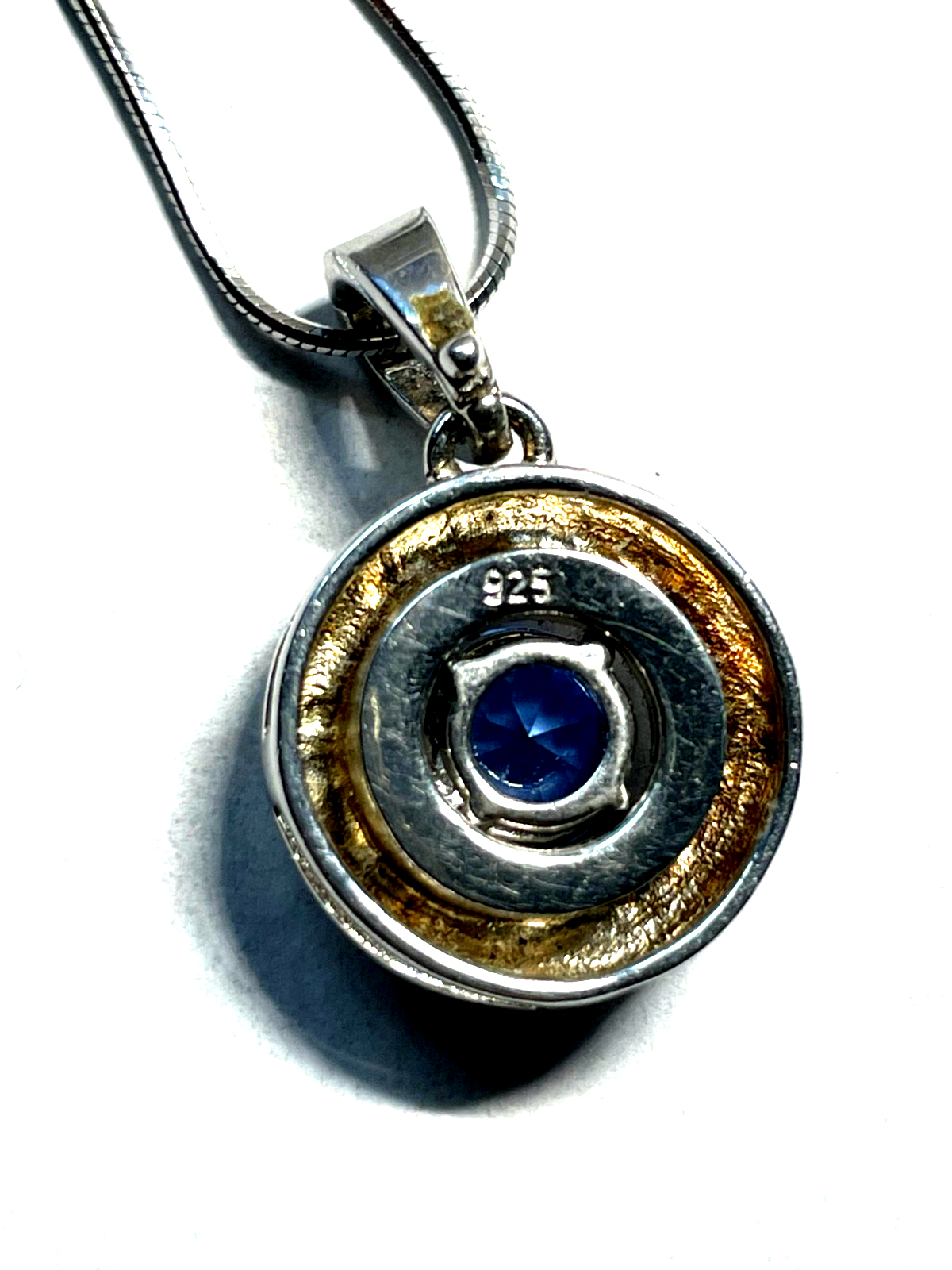 Moderner 925 Silber Clip Anhänger mit Iolith an 45,5 cm Schlangenkette Sterling4