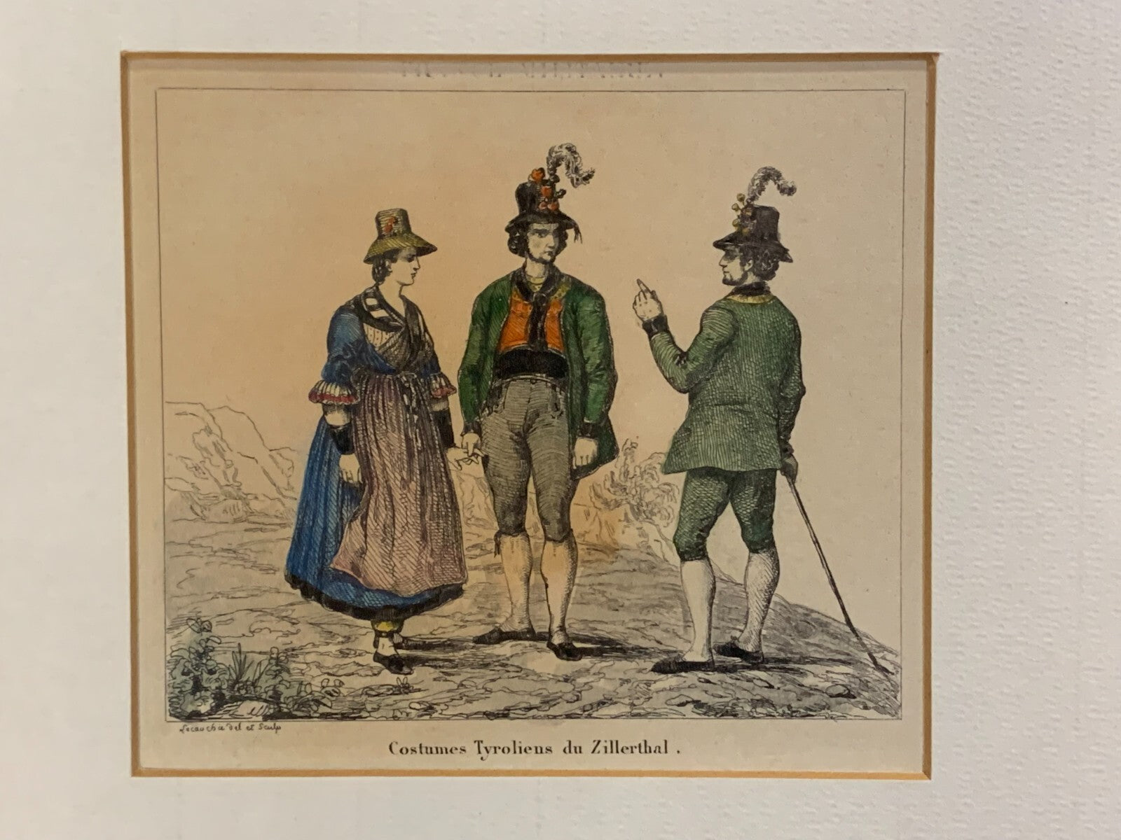 Alexandre Lacauchie - Kupferstich koloriert - historische Kleidung Tirol Ziller1
