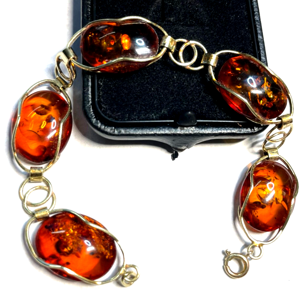 Stattliches altes  Bernstein Design Armband 333 Gold 8 K sehr gepflegt L 21 cm1