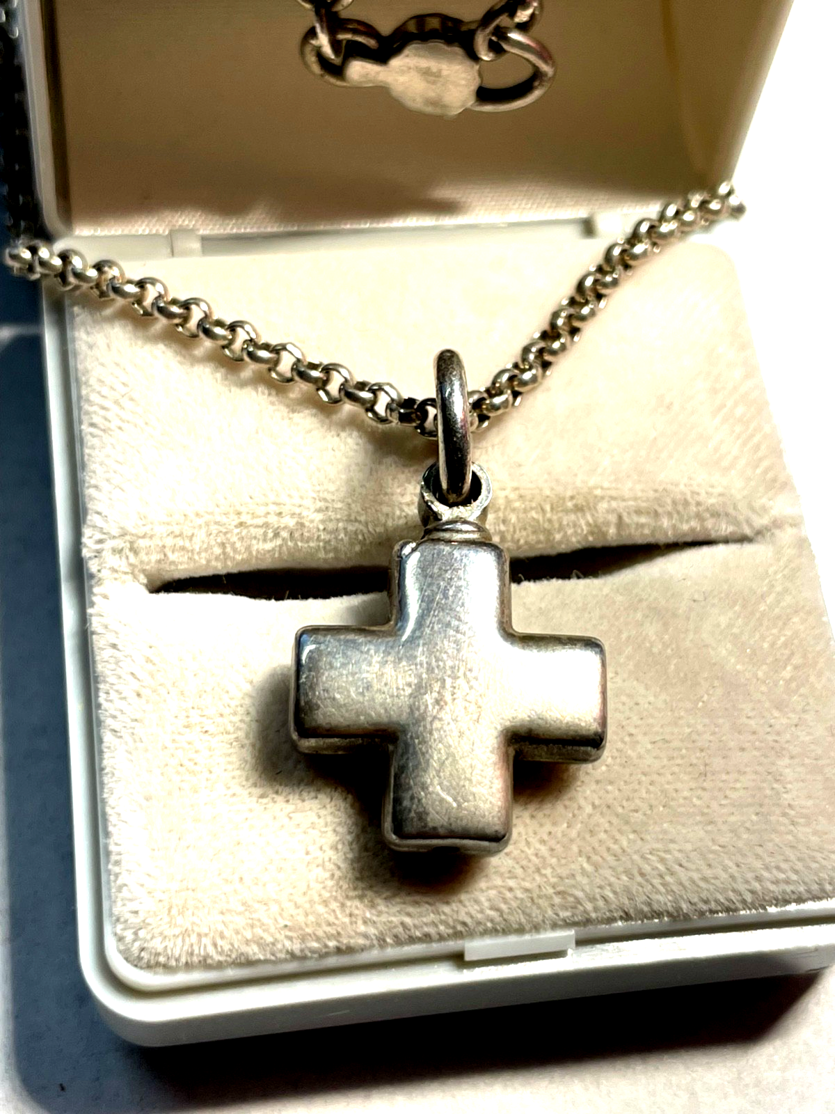 Vintage PRIMAVERA unisex Kreuz Anhänger 925 Silber an 46 cm Sterling Erbskette2