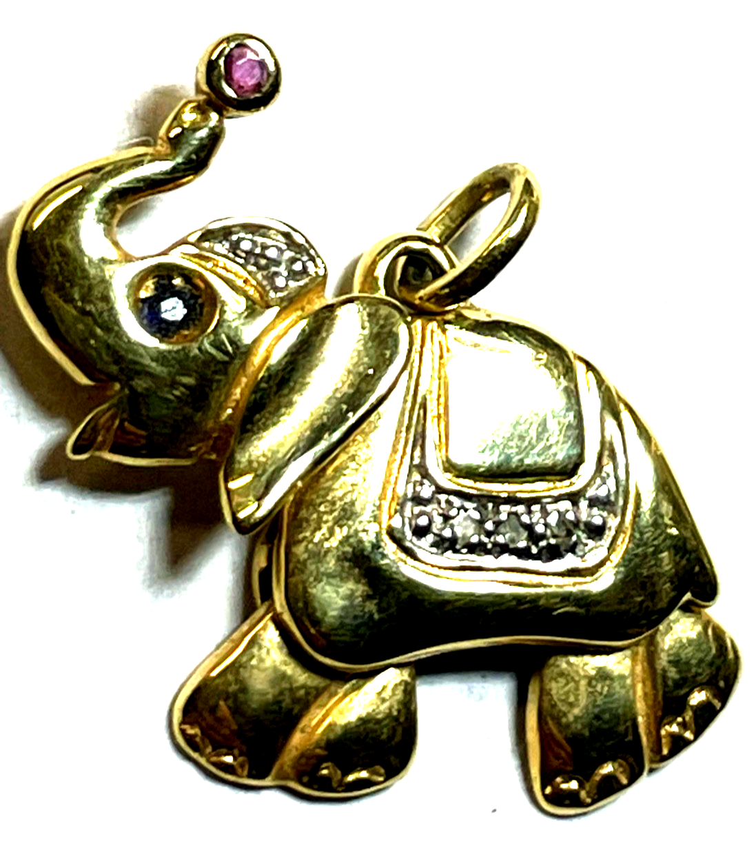 333 Gold 8 K Gelbgold Anhänger Charm Elefant beweglich + Farbsteine Juwelier5