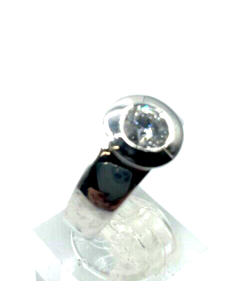 Solider 925 Silber Ring Bandring Solitär Zirkonia Ø 7 mm  RG 60 Ø 19 mm unisex2