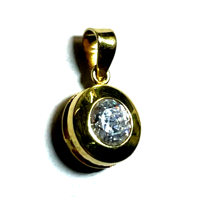 585 Gold 14 K Gelbgold Anhänger Simili Brillant Solitär 0,5 ct. Juwelier0