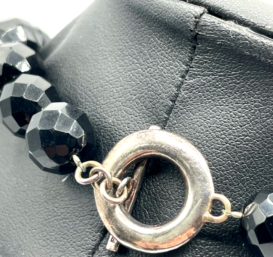 Statement Onyx facettiert Kugel Kette Collier Ø 12 mm gr. 925 Silber Knebel3
