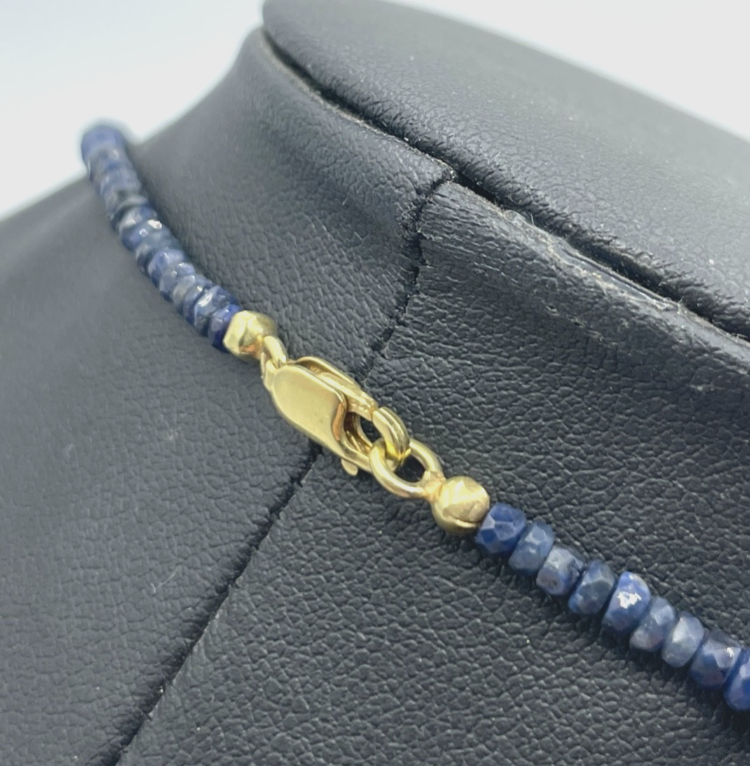 BCI 585 Gold 14 K Saphir facettiert Kette Halskette L 45 cm B 3,5 mm sehr gepfl.4