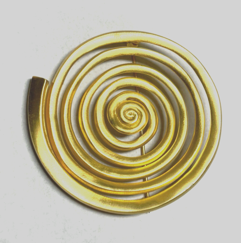 Große Replik imposante Spiralbrosche keltisch Unendlichkeit Brosche matt Gold0