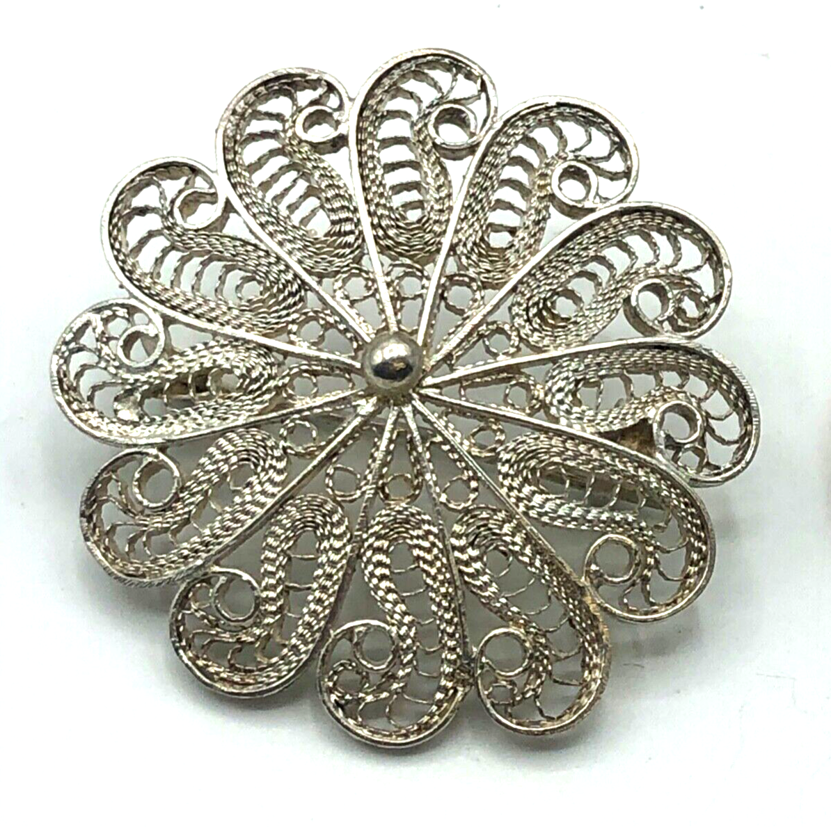 Antik 800 Silber Brosche Anstecknadel Filigransilber Handarbeit Tracht Ø 38 mm1