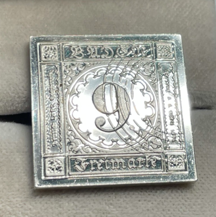 Baden 9 Kreuzer 1851 Freimark Sterling Silber 925 Nachprägung0