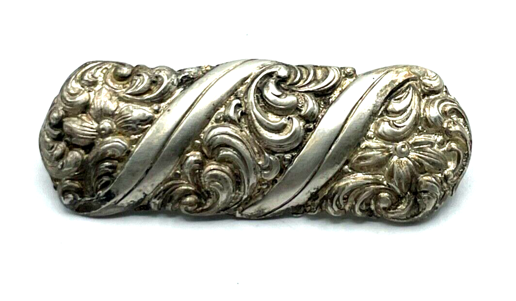 Antik 835 Silber Brosche Anstecknadel mit apartem Dekor Muster solide Handarbeit5