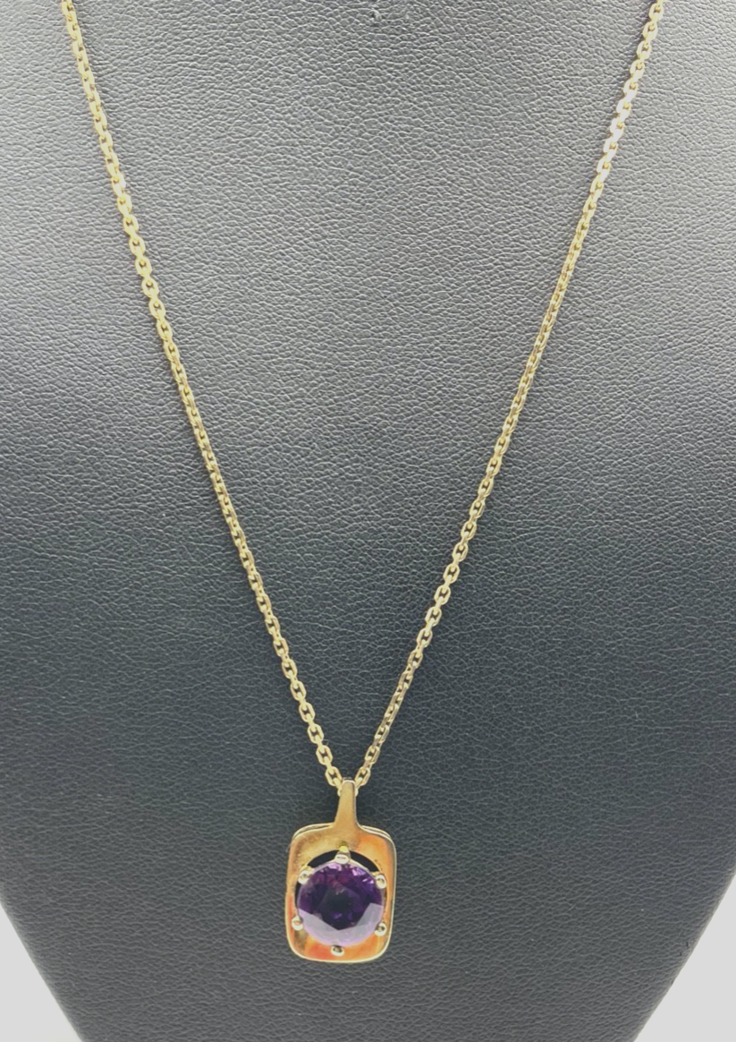 333 Gold 8 K FBM solide 46 cm Ankerkette mit Amethyst Ø 10 mm Anhänger klassisch4