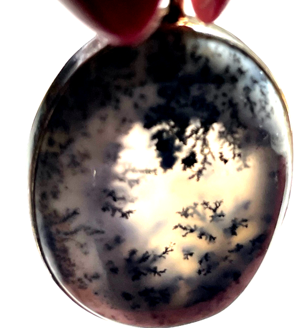 925 Silber Anhänger mit Dendritenachat Weiß Lavendel Schwarz L 38 mm B 22 mm6
