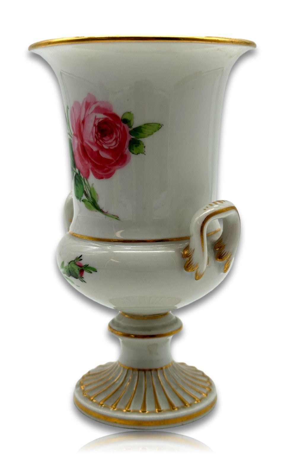 Antike Meissen Amphorenvase um 1900 – Handbemalt mit Rosen & Goldstaffage2