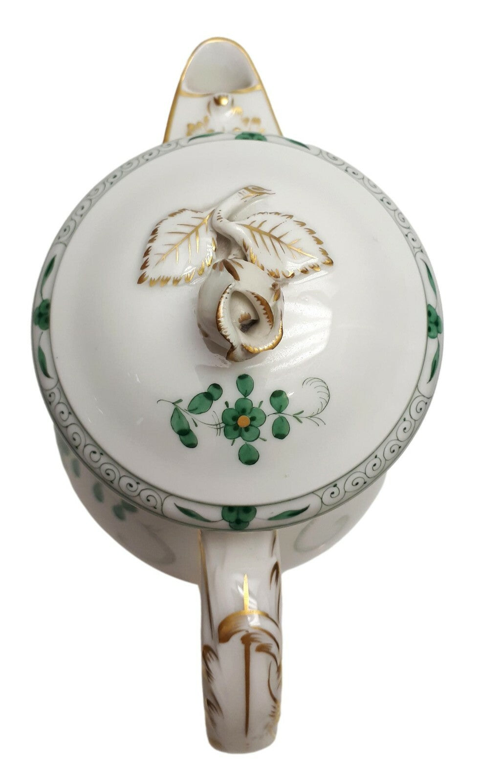 Meissen Porzellan - Kaffeekanne Kanne - indisch Grün - Goldstaffur6