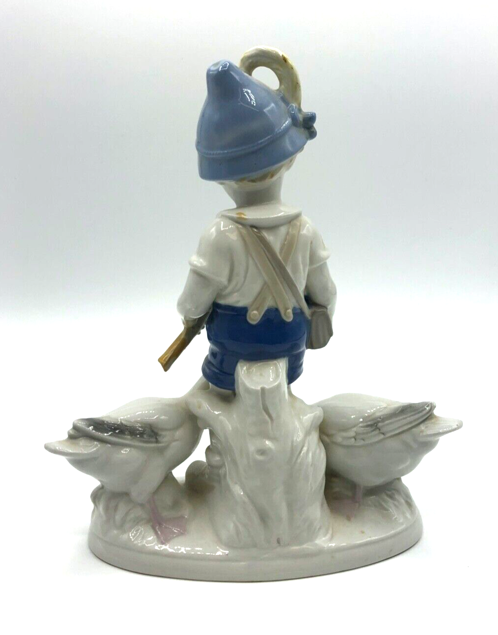 Vintage DDR VEB Porzellan Figur Gänsehirte Wagner & Apel handbemalt H 21 cm4