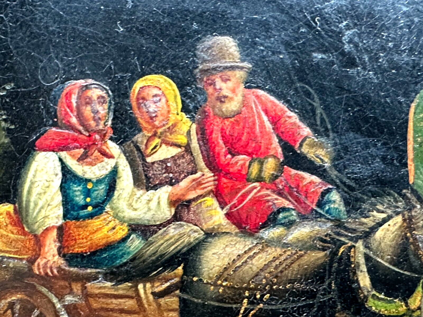Lackdose Tabakdose  große Tabatiere - Pappmaché - Handbemalt - Russland um 19003