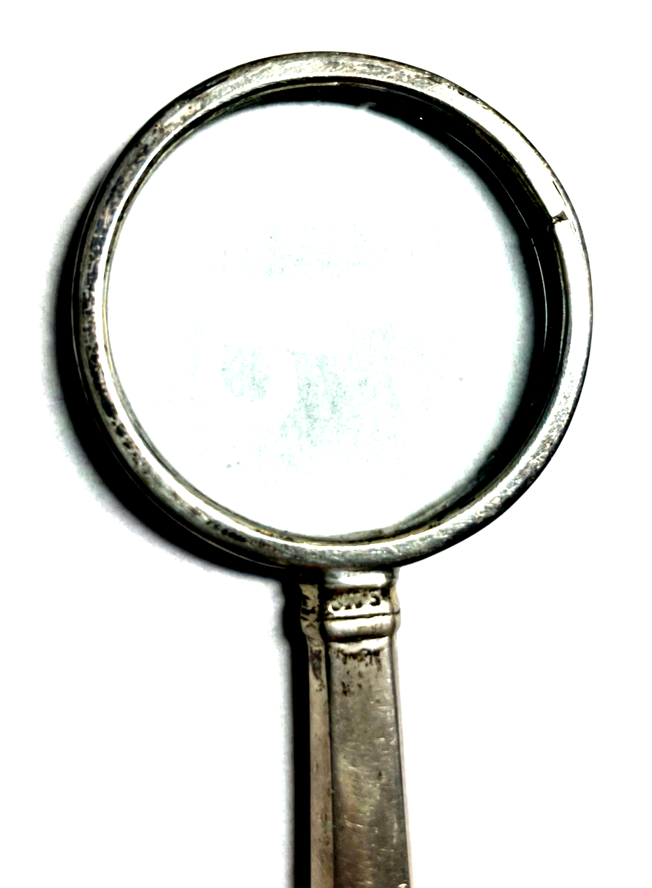 Antik 830 Silber Lupe mit Griff Vergrößerungsglas Lesehilfe Leselupe gepflegt2