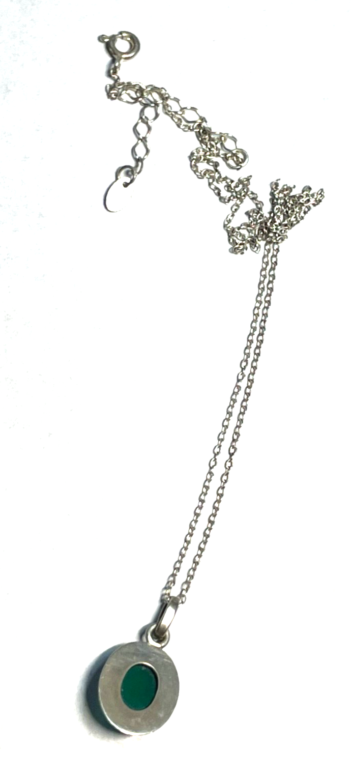 Eleganter kleiner vintage 835 Silber Chrysopras Anhänger an 925 Sterling Kette5