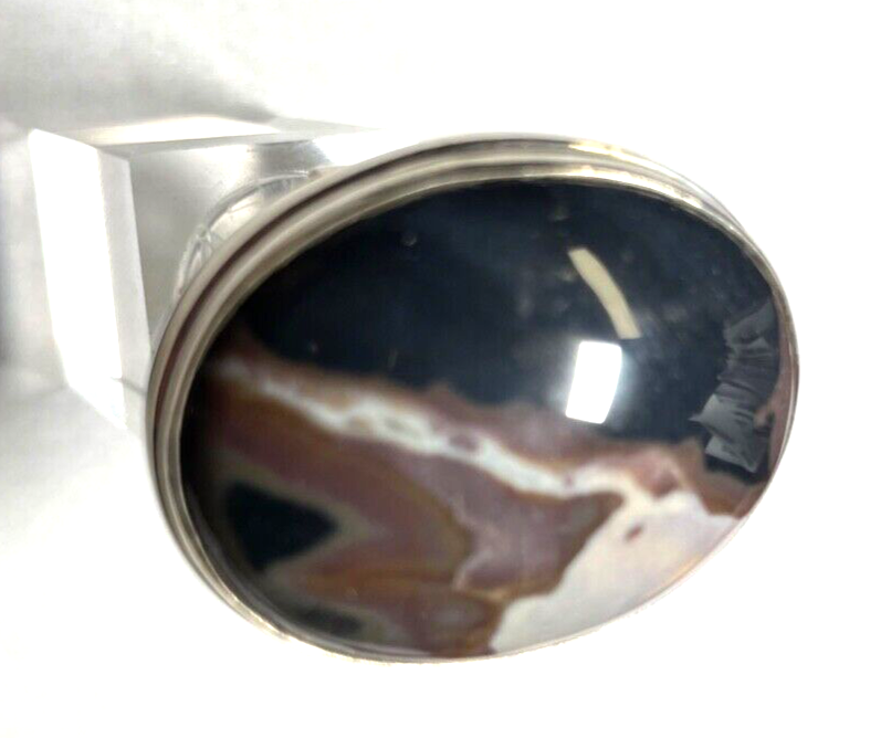 Solider 925 Silber Ring Silberring schöner Achat Ø 18,4 mm RG 58 gepflegt unisex4