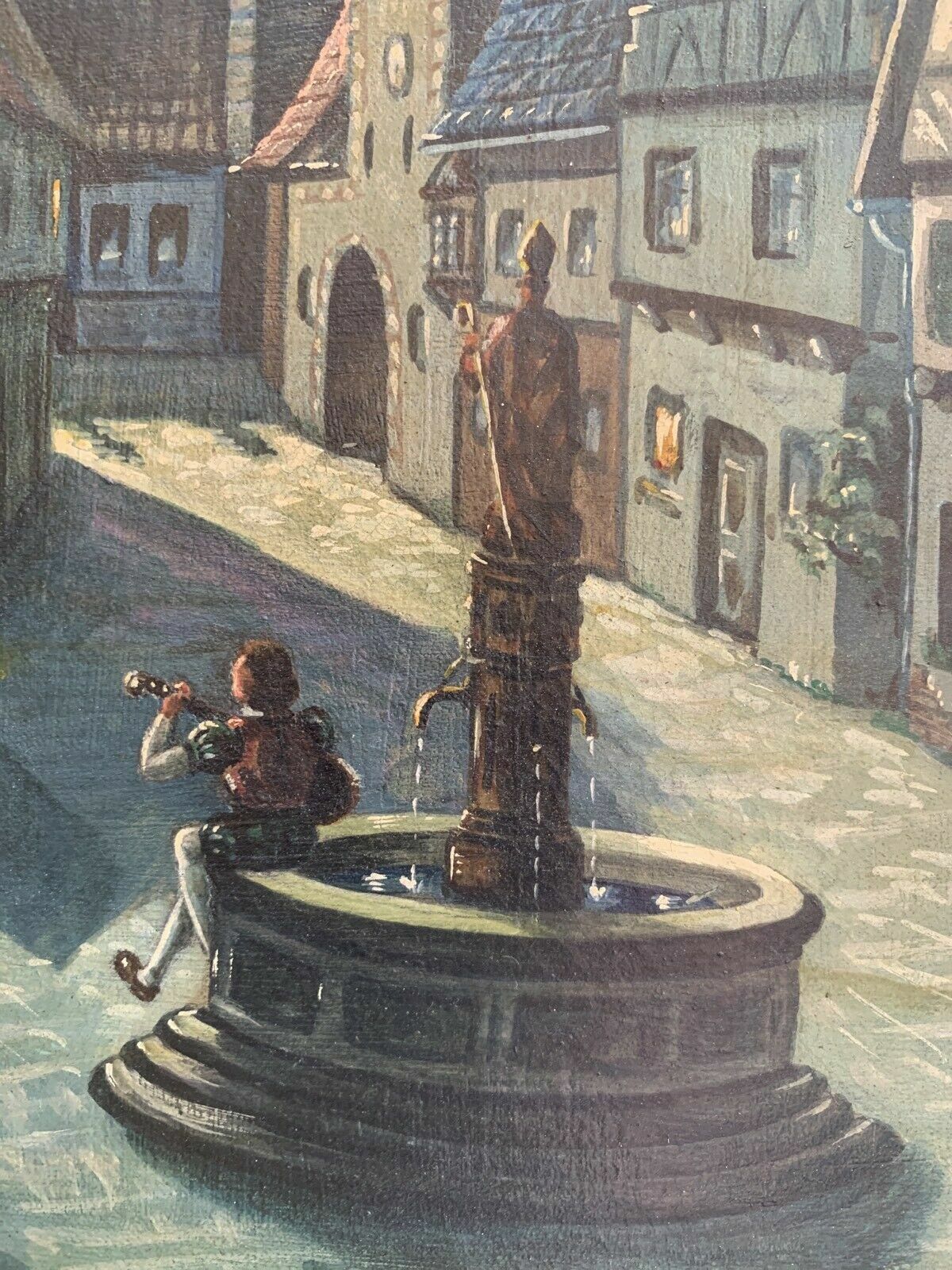 KH Strothmann 1946 - Ölgemälde - Romantischer Szene bei Vollmond - Öl auf Leinen7