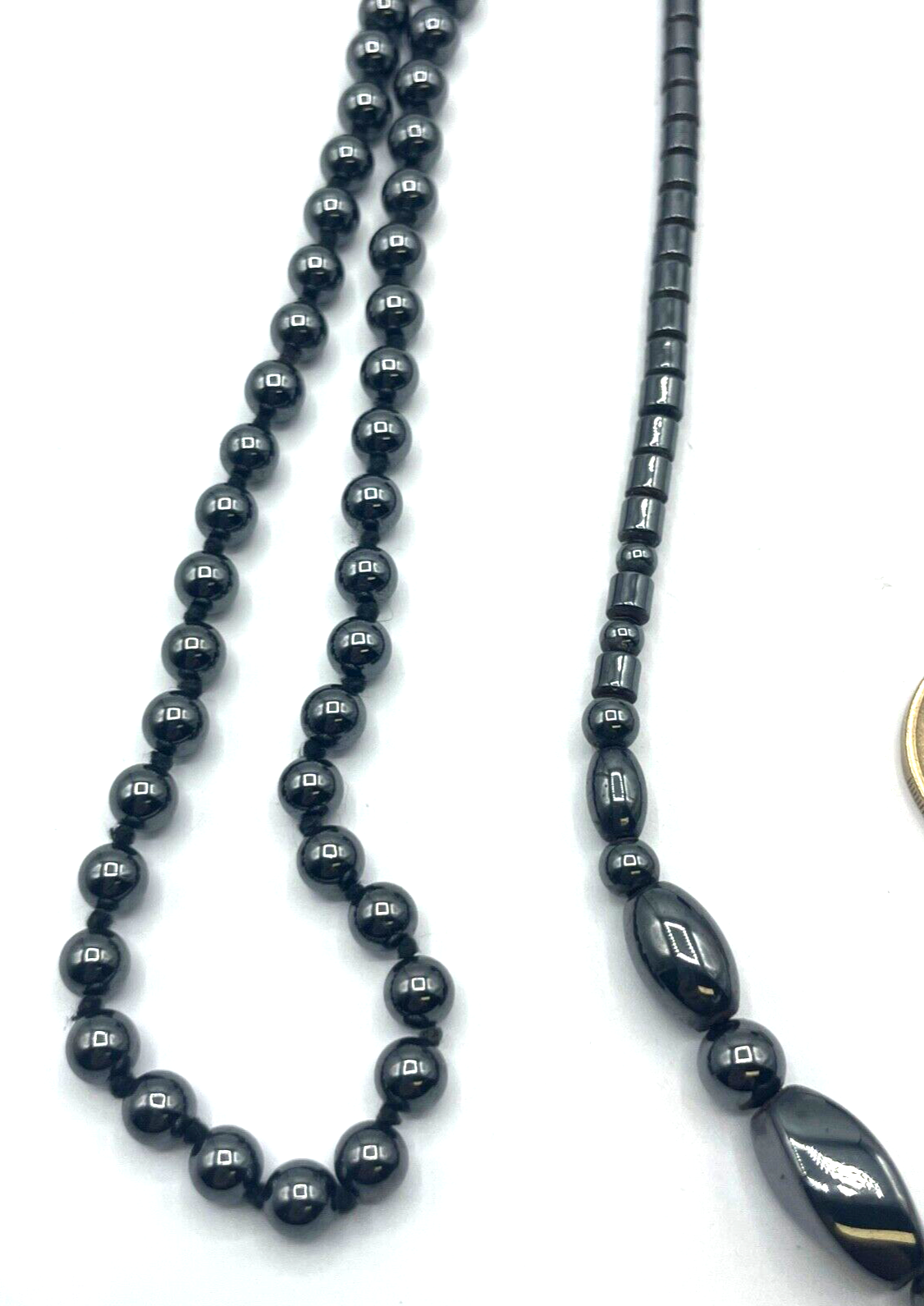 Vintage 2 x Kette Blutstein Hämatit Kugelkette + Collier 925 Silber gepfl. Nr. 23