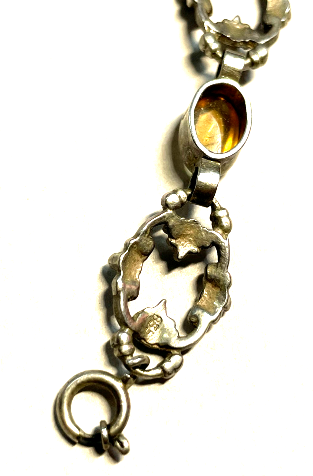 Antik Dekor Armband 835 Silber Handarbeit 3x Citrin Cabochon L 17,5 cm B 13 mm6