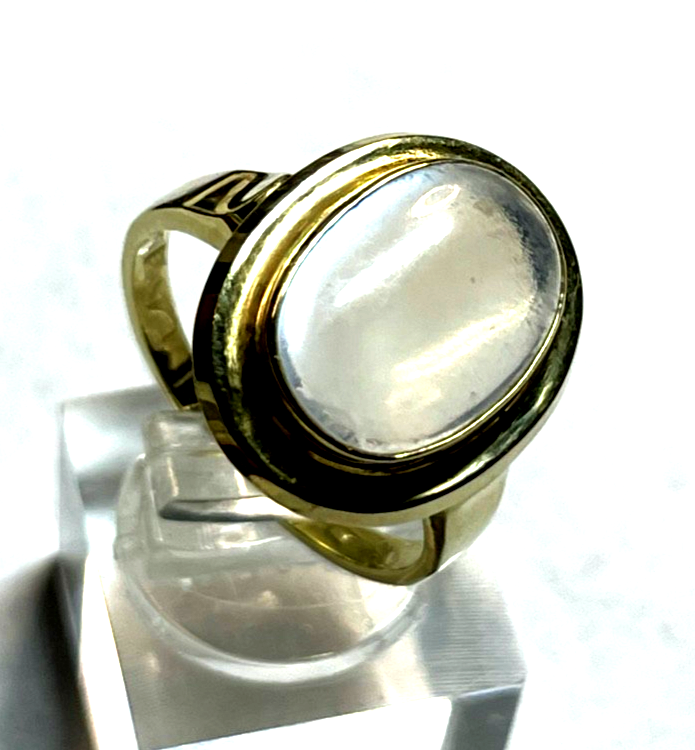 Antik aparter 585 Gold 14 K Ring mit Top Mondstein elegant RG 58 Ø 18,5 mm7