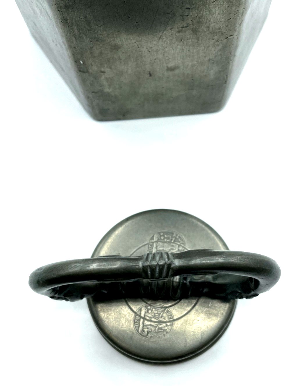 Alte große Zinn Feldflasche Prismenkanne Gravur HA 1825 dekorative Zinn Pitsche10