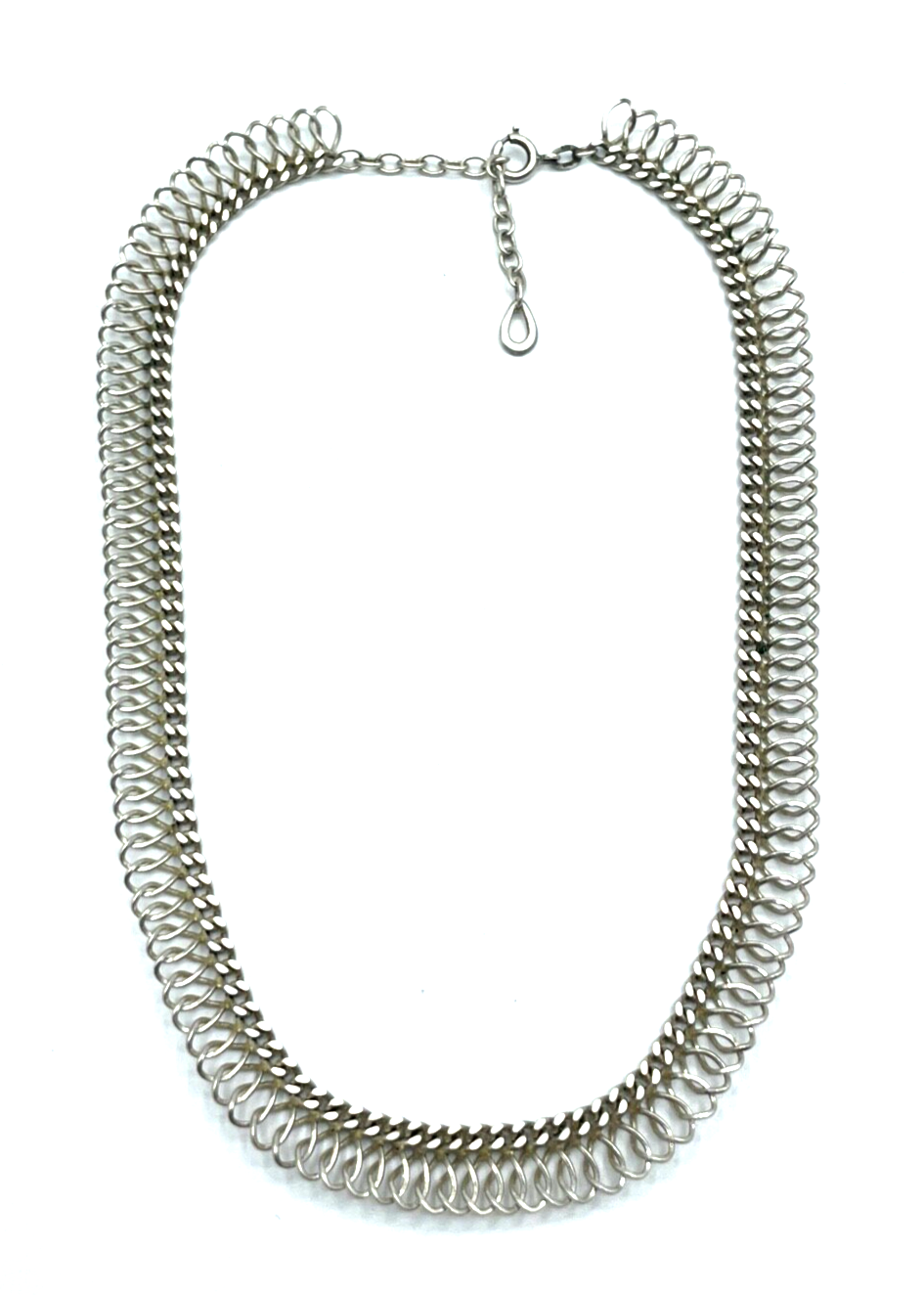 Vintage Design Silber Kette 835 FBM Collier 70er J Längenverstellbar bis 46 cm 26