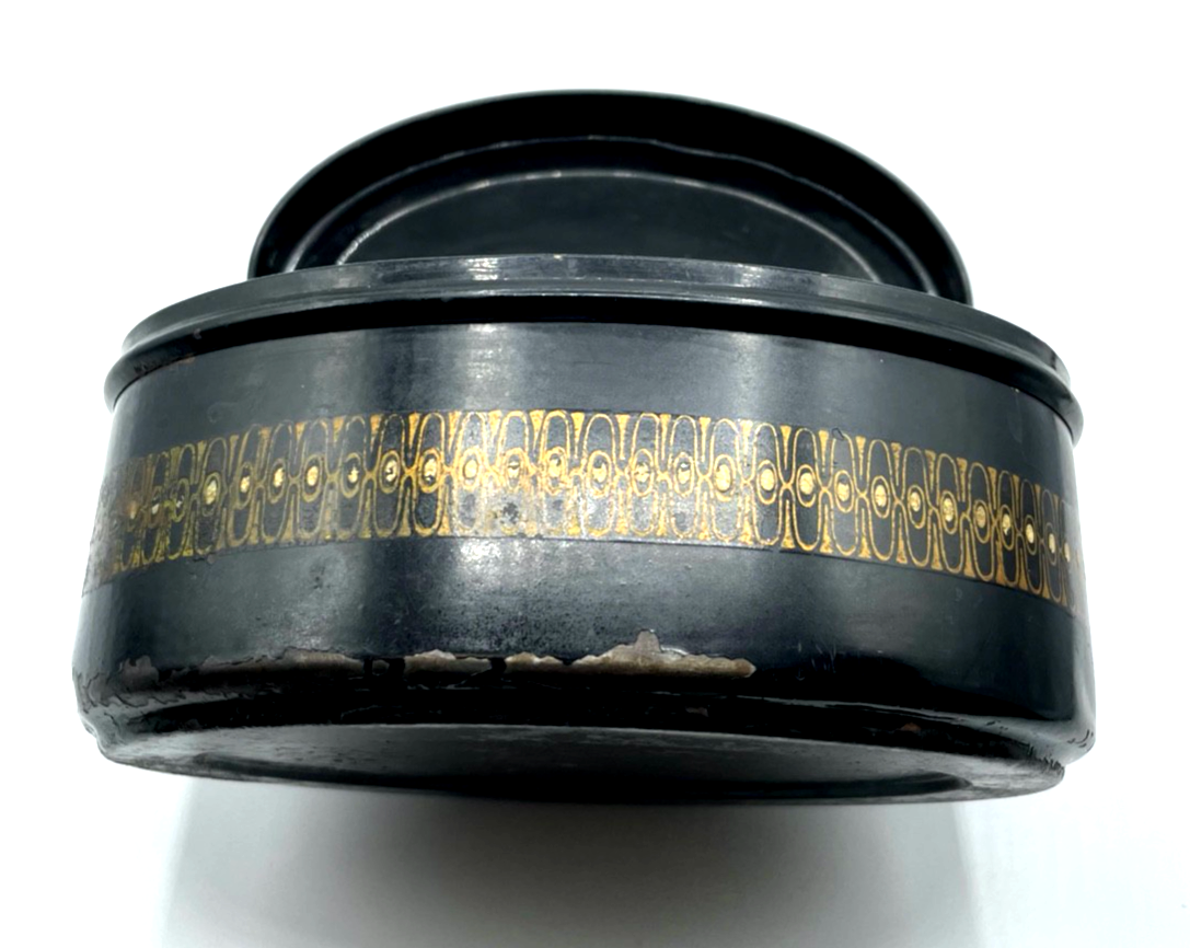 Antik attraktive ovale Blechdose Keksdose Deckeldose Jugendstil Dekor um 19008