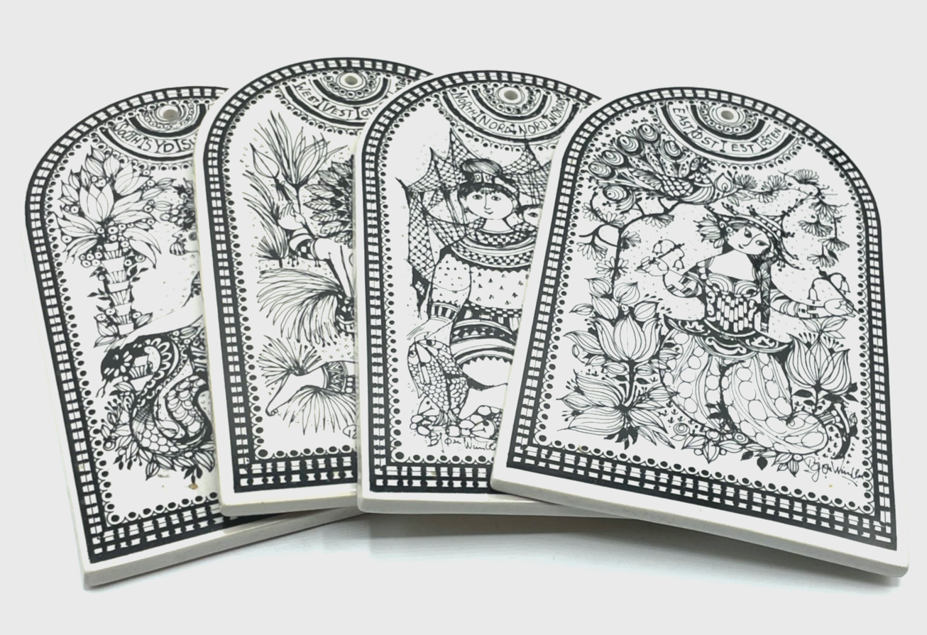 4x Rosenthal Porzellan Tafel * Die vier Windrichtungen * Björn Wiinblad gepfl.0