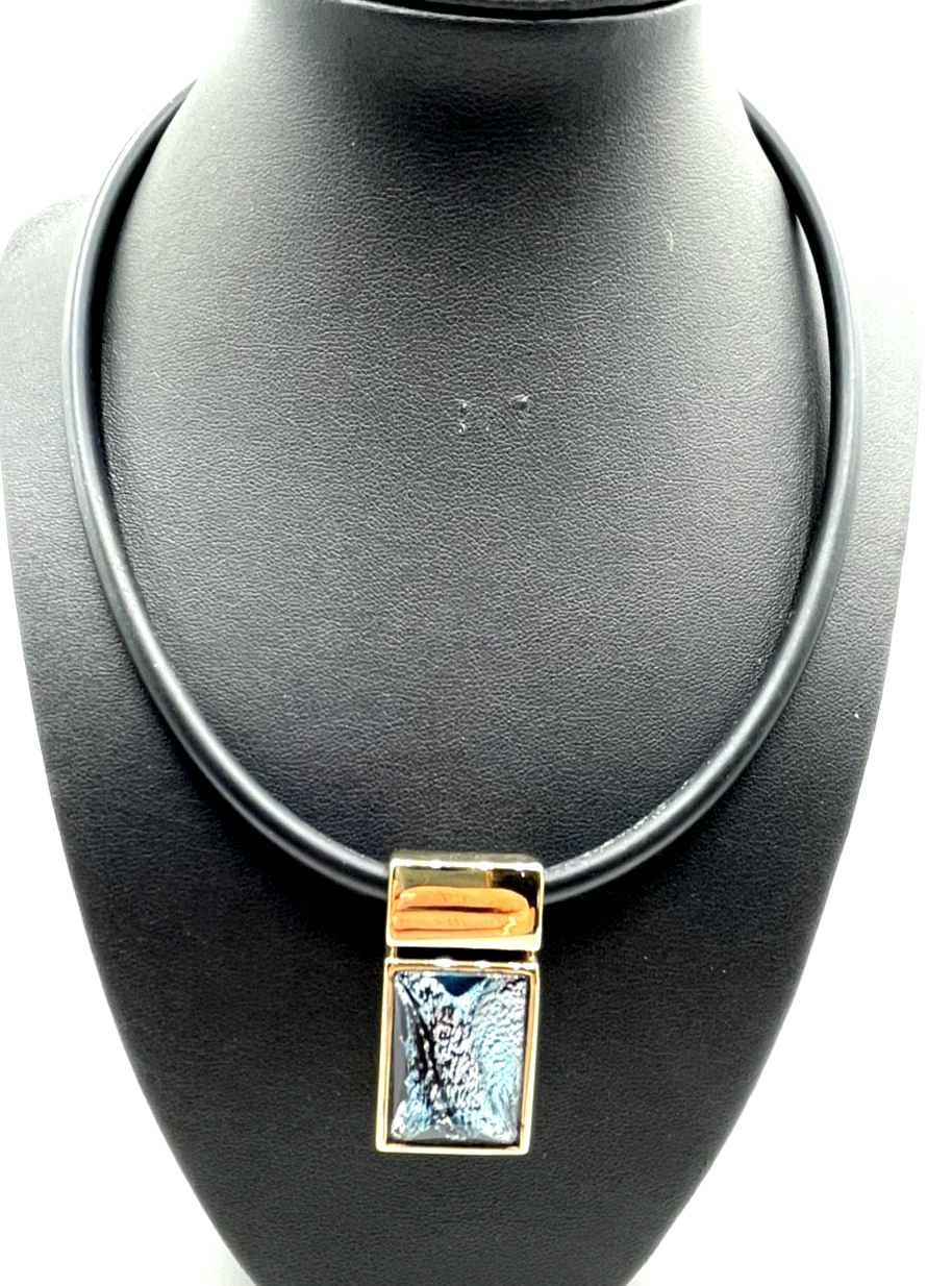 PL Pierre Lang Collier Statement Kautschuk Kette mit gr. Anhänger Kristall gepfl1