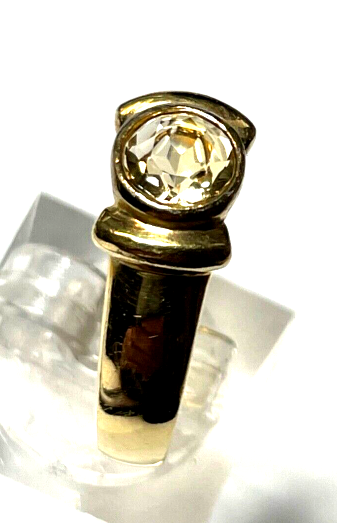 925 Silber Ring vergoldet Silberring mit Ø 6 mm Citrin  Ø 19 mm RG 60 Handarbeit3