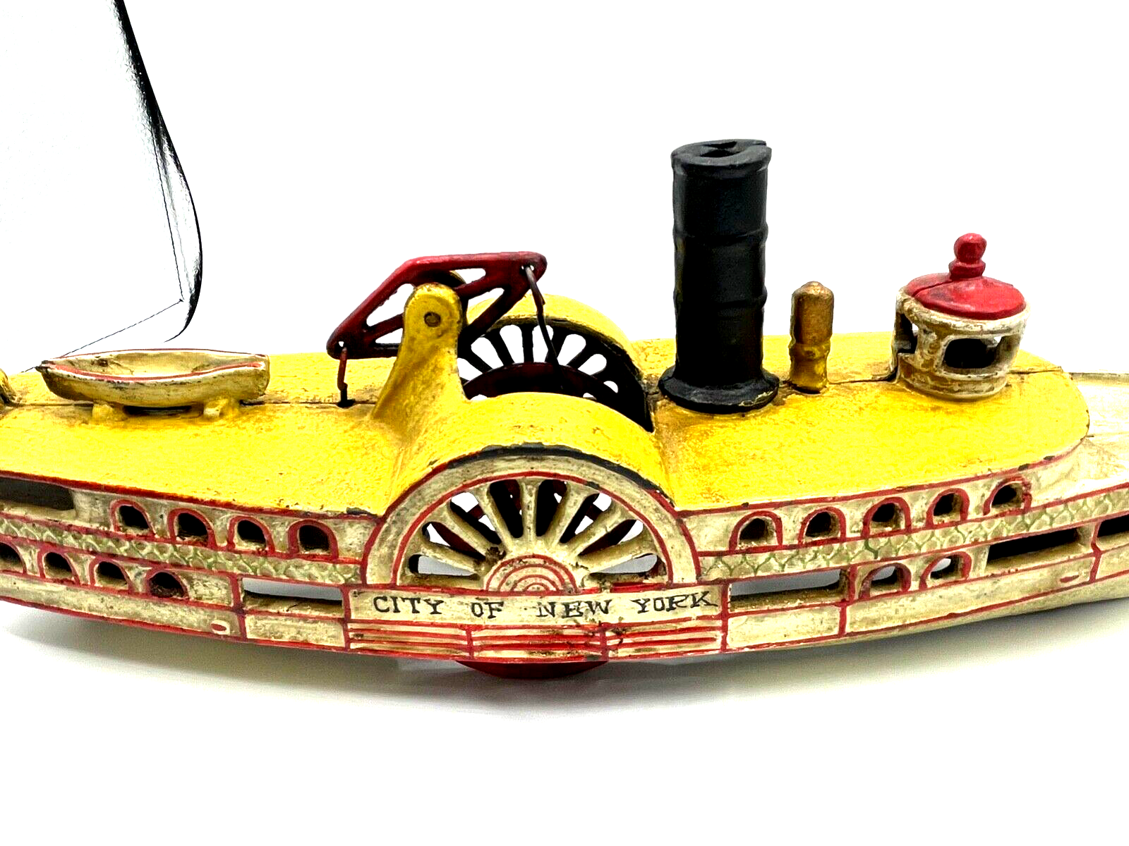 Orig. antik Gusseisen Spielzeug Seitenrad-Dampfer Raddampfer City of New York5