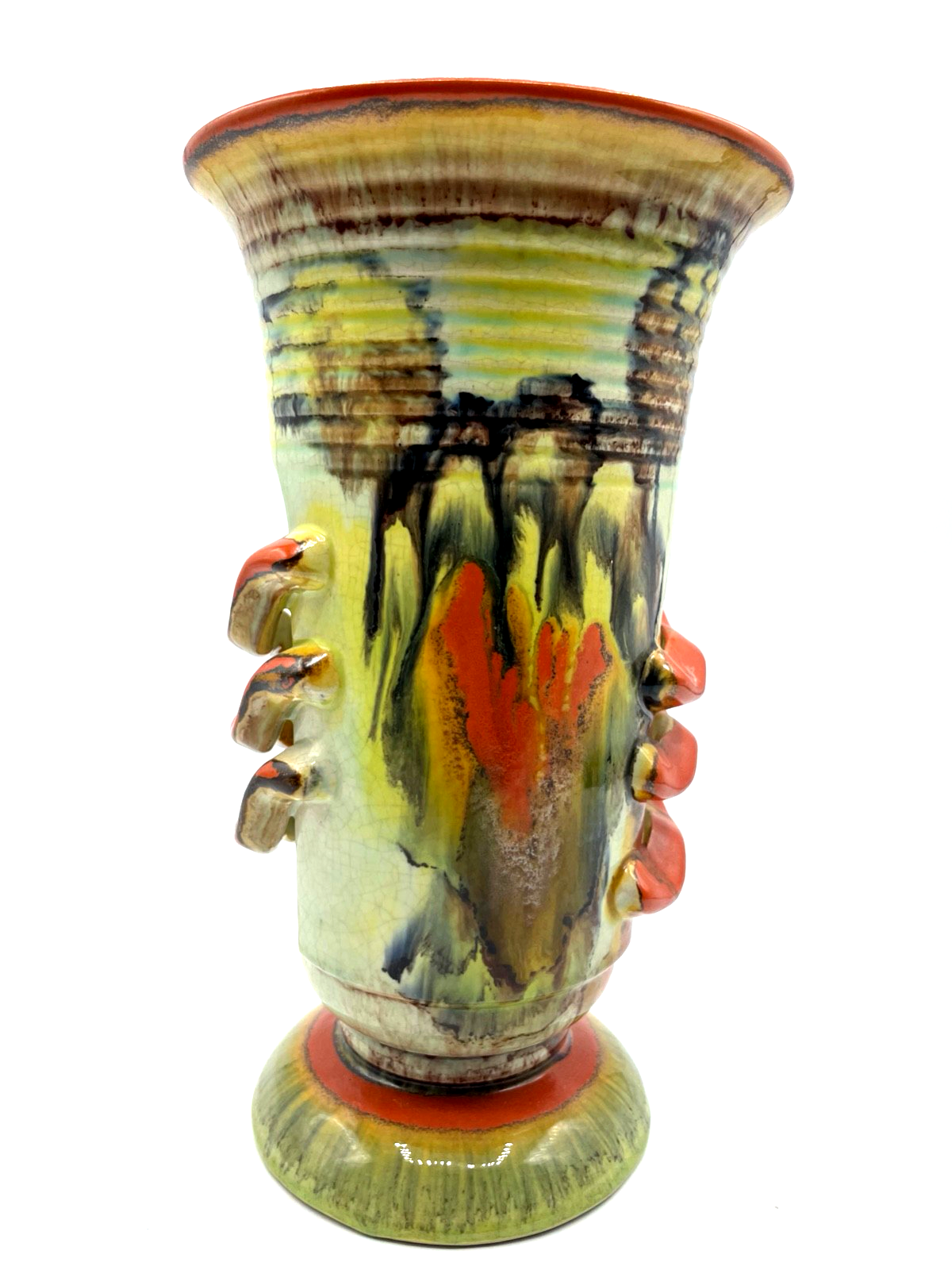 Art Déco Dümler & Breiden Keramik Vase Uran Laufglasur H 23 cm Topzustand 30erJ0
