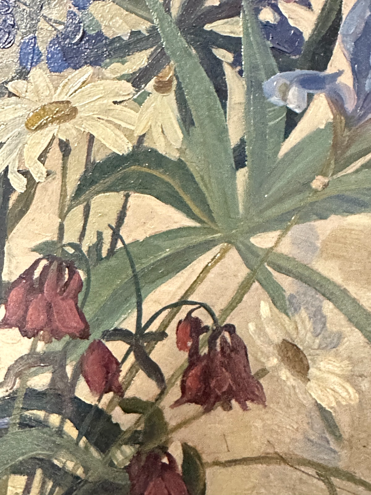 H. L. Umgelter – Florales Stillleben mit Lupinen, Lein & Lilien – Öl auf Platte5
