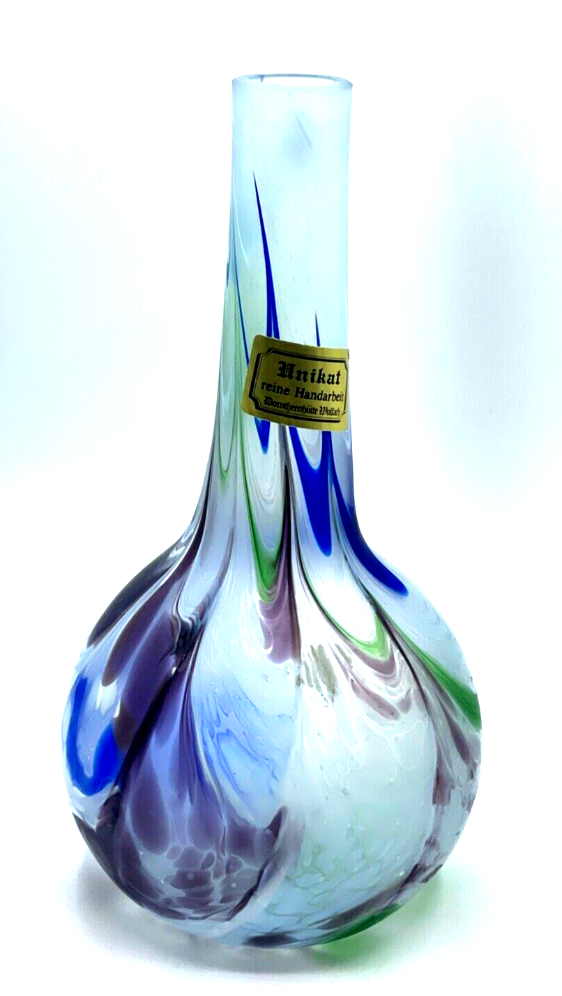 Dorotheenhütte Wolfach Unikat dekoratives Kunstglas Vase Handarbeit H 27,5 cm0