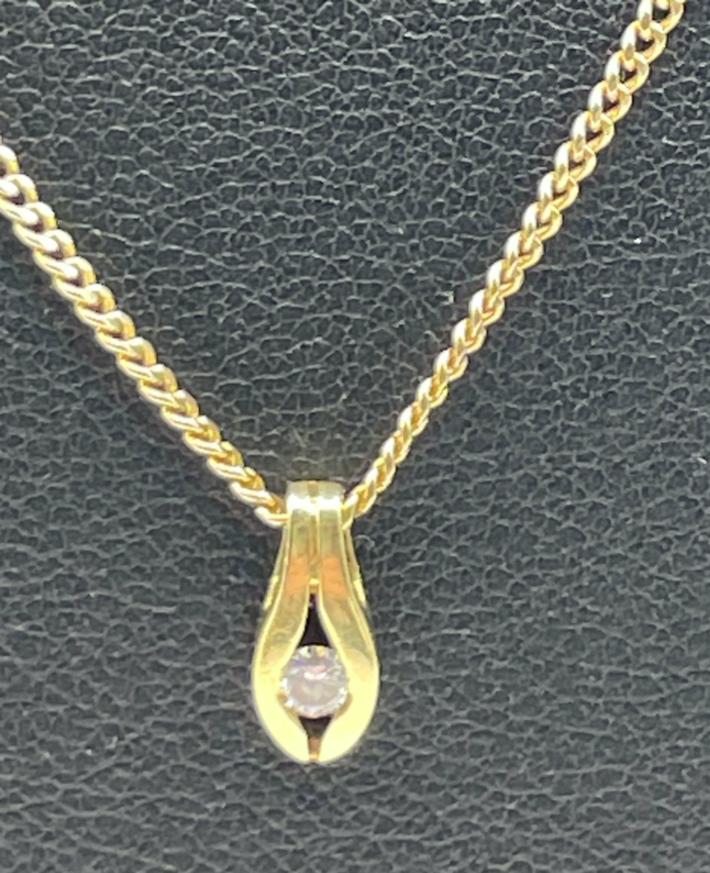 585 Gold 14 K Panzerkette + 0,1 ct Brillant Anhänger solide Juwelier Qualität2