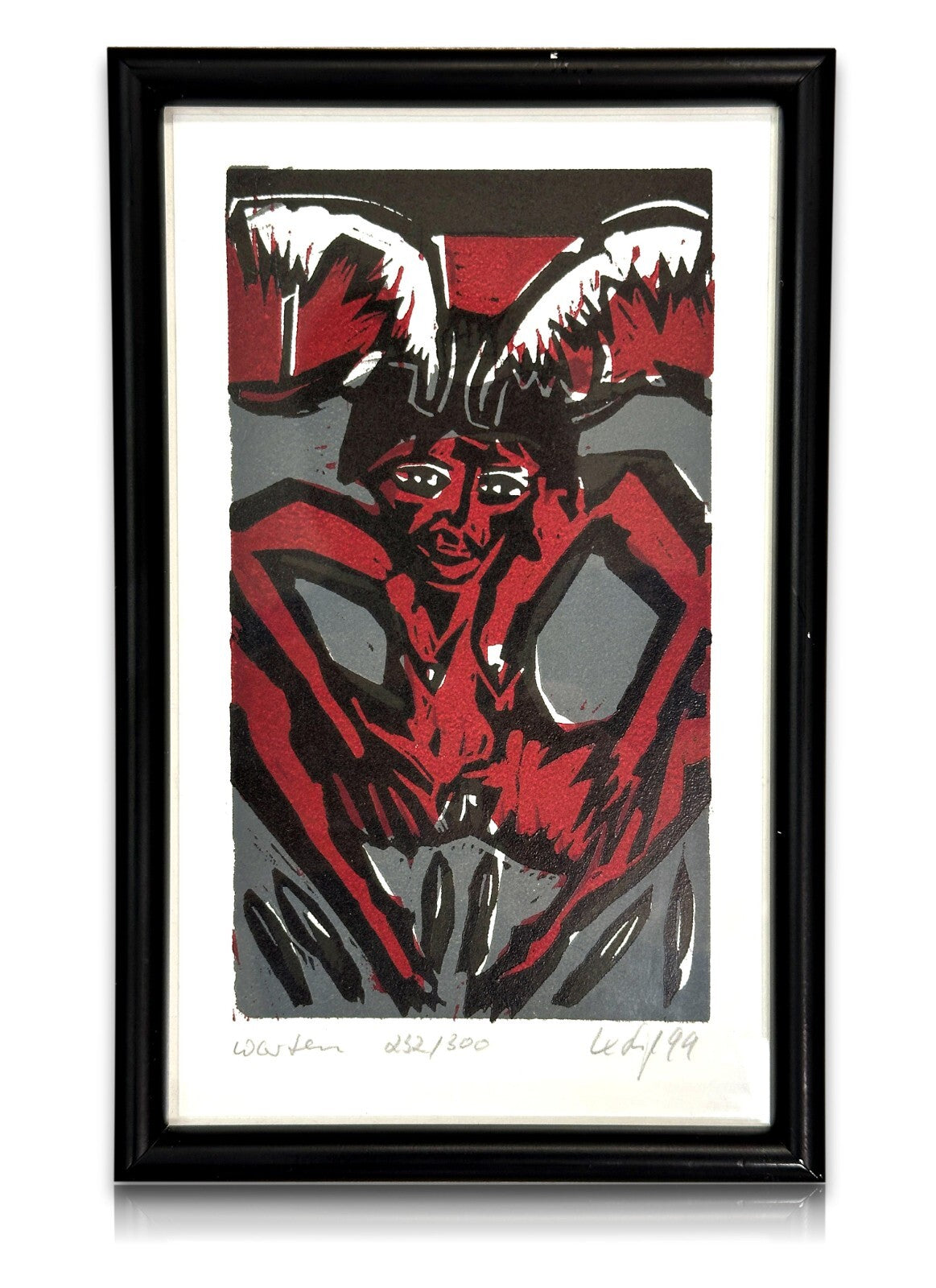 Klaus Süß - Linolschnitt - Titel 'Warten' - nummeriert 232/300 - signiert - 19990