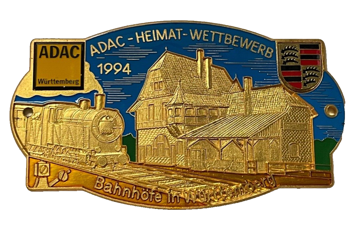 ADAC Heimatwettbewerb Württemberg 1994 Bahnhöfe Automobil Plakette Car Badge0