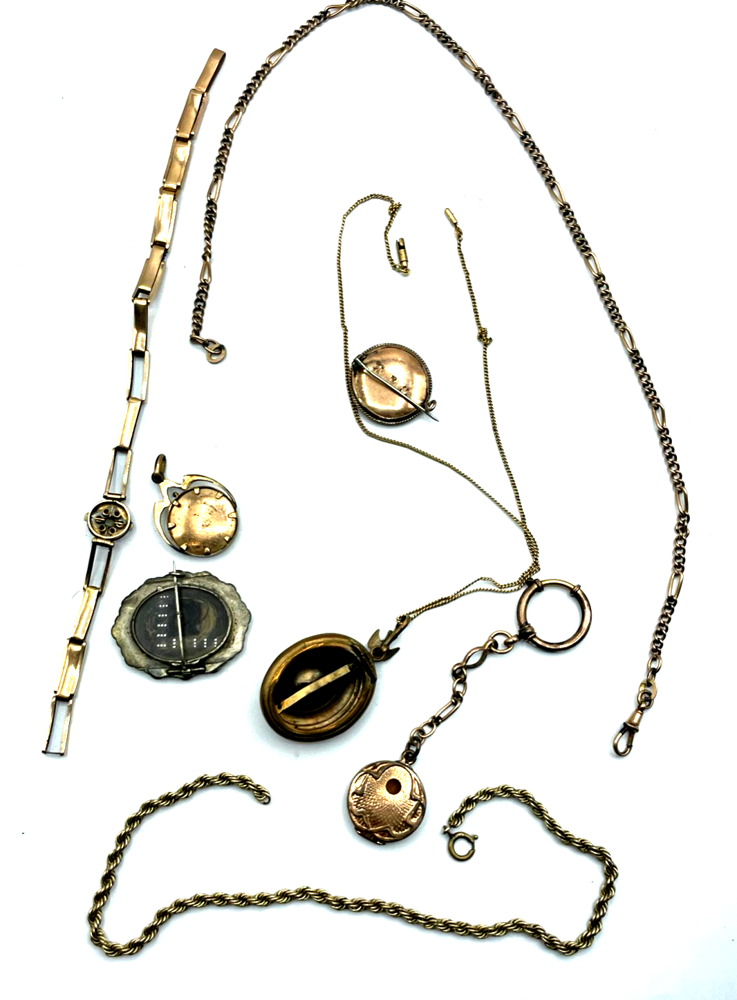 Konvolut Antik Schmuck Golddouble Dubleegold um 1900  Basteln Weiterverarbeiten7